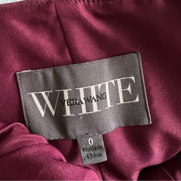 Vera Wang White Collection Wine Evening Gown Full Length Prom Bridesmaid Dress - Picture 7 of 12